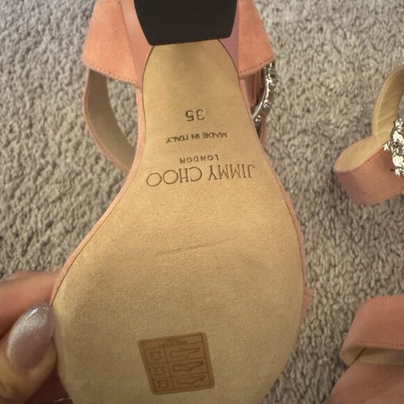 Jimmy Choo Suede Heels with Rhinestone Buckle - Picture 7 of 11